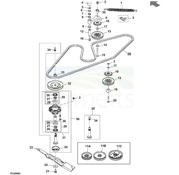 John deere x540 discount drive belt replacement