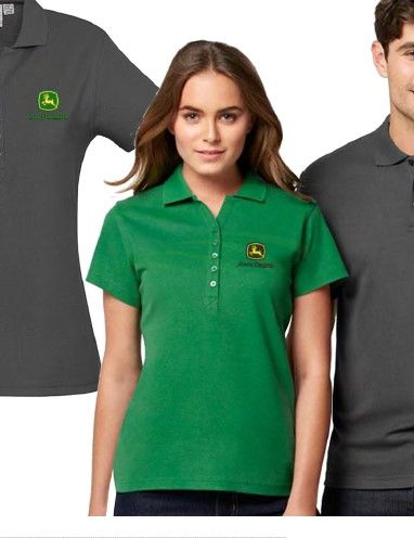 John Deere Poly Cotton Green Polo Shirt ID23003 - Emmetts Shop